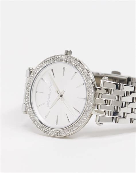 michael kors large silver watch|Michael Kors silver diamond watch.